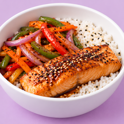 imagen de Salmón Teriyaki con arroz